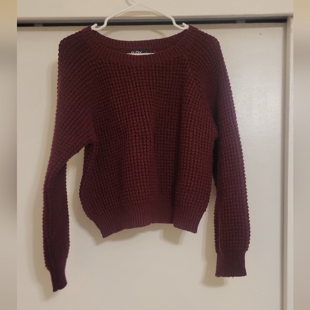 Aster Burgundy Waffle Knit Sweater Size L
